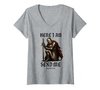 Womens Here I Am Send Me Knights Templar Crusader - Isaiah 6:8 V-Neck T-Shirt