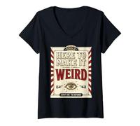 Women's Here to Make It Weird Vintage Circus Poster V-Neck T-Shirt