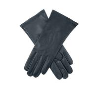 Women's Heritage Touchscreen Three-Point Silk-Lined Leather Gloves - NAVY / 8
