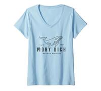 Women's Herman Melville Cute Whale | Boat Tour | Moby Dick V-Neck T-Shirt