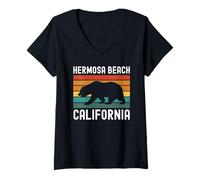 Womens Hermosa Beach California Coast Los Angeles 310 424 Surf Sea V-Neck T-Shirt