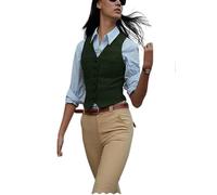 Women's Herringbone Tweed Waistcoat Slim Fit V-Neck Dressy Suit Vest, Dark Green, Small