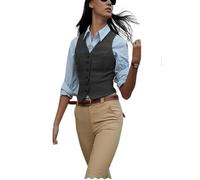 Women's Herringbone Tweed Waistcoat Slim Fit V-Neck Dressy Suit Vest, Grey, Small