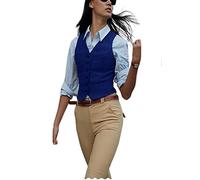 Women's Herringbone Tweed Waistcoat Slim Fit V-Neck Dressy Suit Vest, Royal Blue, Medium