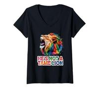 Womens He's Not A Tame Lion V-Neck T-Shirt
