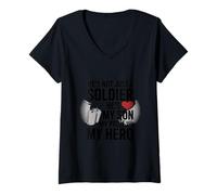 Womens He's Not Just A Soldier He's My Son 4th of July V-Neck T-Shirt