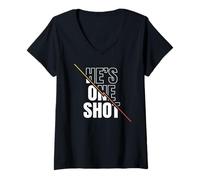 Womens He's One Shot Funny FPS Gaming Sayings Video Games Lover V-Neck T-Shirt