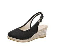 Women's Hessian Wedge Sandals Ladies Closed Toe Slingback Shoes Espadrille Sandals Memory Foam Sandal Slippers Walking Sandals Buckle Strappy Shoe Slipper Lightweight Wedges Sandals Sliders Summer