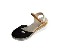 Women's Hessian Wedge Sandals UK Sale Clearance, Wide Fit Sandal Ladies Closed Toe Shoes Ankle Strappy Sling Back Sandals Summer Hiking Walking Sandals with Arch Support Evening Party Dress Sandals