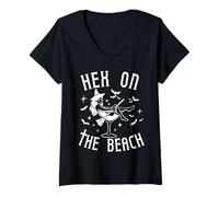 Womens Hex On The Beach - Funny Pun Witch Cocktail Halloween V-Neck T-Shirt