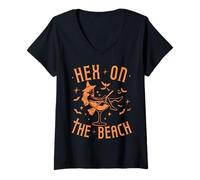 Womens Hex On The Beach - Funny Pun Witch Cocktail Halloween V-Neck T-Shirt