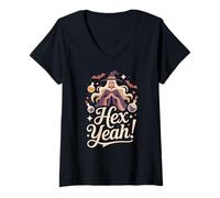 Womens Hex Yeah Witch with Potion Bottles V-Neck T-Shirt