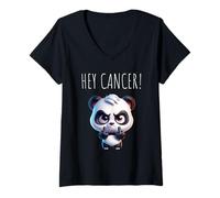 Womens Hey Cancer FU Chemo Warrior Cancer Sucks Awareness V-Neck T-Shirt