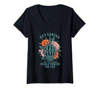 Womens Hey Cancer I Don't Have Enough M ddle Fingers for You Adult V-Neck T-Shirt
