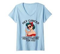 Womens Hey cancer I Don't Have Enough Middle Fingers for you V-Neck T-Shirt