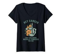 Womens Hey cancer I Don't Have Enough Middle Fingers for you V-Neck T-Shirt