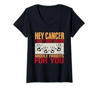 Women's Hey Cancer I Don't Have Enough Middle Fingers for You V-Neck T-Shirt
