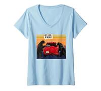 Womens hey look the menu mountains forest camping wilderness bear V-Neck T-Shirt