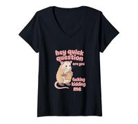 Womens Hey Quick Question are You Fucking Kidding Me? Opposum Funny V-Neck T-Shirt