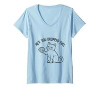 Womens Hey You Dropped This Brain Cat Funny Meme Smart Humor Joke V-Neck T-Shirt