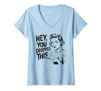 Womens Hey, You Dropped This Brain Retro Sarcastic Intelligence V-Neck T-Shirt