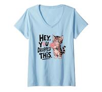 Womens Hey You Dropped This - Cat Brain Sarcastic Funny V-Neck T-Shirt