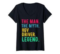 Womens HGV Lorry Driver - Man Myth Legend Retro V-Neck T-Shirt