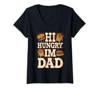 Womens Hi Hungry I’m Dad Funny Joke Design V-Neck T-Shirt