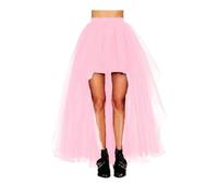 Women's Hi-Lo Long Tutu Tulle Bustle Skirt, Elastic Waist Festival Party Skirt, Homecoming, Wedding, Evening Party, Christmas Event, Halloween, One Size Pink