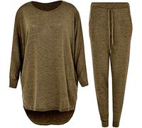 Womens Hi Low Top Loungewear, Camel, XL (UK 16-18)