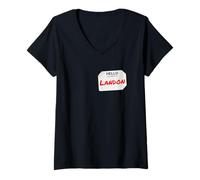Womens Hi My Name is Landon Lazy DIY Costume for Parties V-Neck T-Shirt