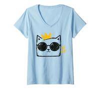 Women's Hi Zev Funny Princess Cat Meme Tee Cute Cat V-Neck T-Shirt