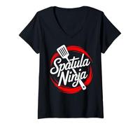 Womens Hibachi Chef Spatula Ninja Japanese Cuisine V-Neck T-Shirt