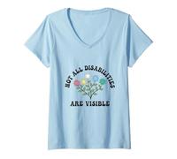 Womens Hidden Disabilities, Visible Support: Raise Awareness V-Neck T-Shirt