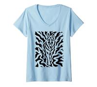 Women's Hidden German Shepherd Optical Illusion V-Neck T-Shirt