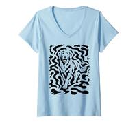 Women's Hidden Golden Retriever Optical Illusion V-Neck T-Shirt