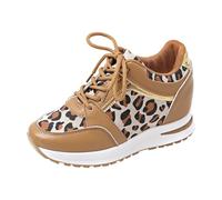 Women's Hidden Heel Trainers Wedge Heel Casual Sports Shoes Solid Spring Autumn Fashion Height Increasing Trainers Women's Breathable Walking Shoes Lace-Up Outdoor Shoes Canvas Shoes, khaki, 6 UK