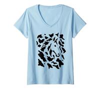 Women's Hidden Horse Head Illusion V-Neck T-Shirt