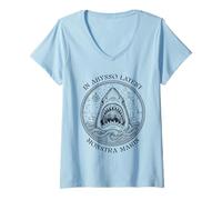 Women's Hidden Monsters of the Deep Vintage Shark V-Neck T-Shirt