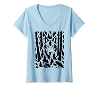 Women's Hidden Wolf in Forest Optical Illusion V-Neck T-Shirt