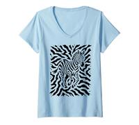 Women's Hidden Zebra Optical Illusion V-Neck T-Shirt