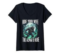 Women's Hide Your Wife The Alpha is Here V-Neck T-Shirt