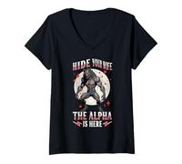 Women's Hide Your Wife The Alpha is Here V-Neck T-Shirt