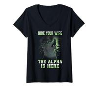 Women's Hide Your Wife The Alpha is Here V-Neck T-Shirt