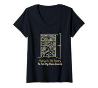 Women's Hiding in The Pantry to Eat My Own Snacks Relatable Mom V-Neck T-Shirt
