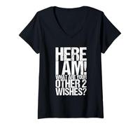 Womens Hier bin ich! was sind Deine Anderen 2 Wünsche [German Language] V-Neck T-Shirt