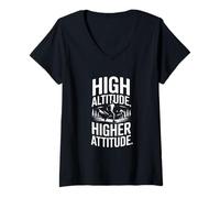 Womens High Altitude Higher Attitude Mountain Lover V-Neck T-Shirt