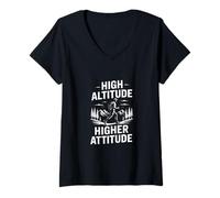 Womens High Altitude Higher Attitude Mountain Lover V-Neck T-Shirt