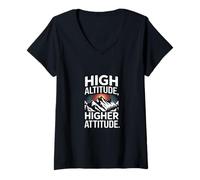 Womens High Altitude Higher Attitude Mountain Lover V-Neck T-Shirt