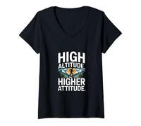 Womens High Altitude Higher Attitude Mountain Lover V-Neck T-Shirt